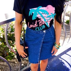 Wildfox black distressed bodysuit tee laid back club neon pink green xs t-shirt